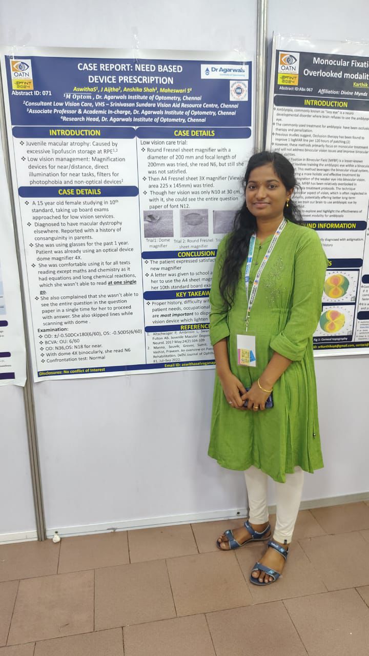 Delivering insightful poster presentation at Optometric Association of Tamil Nanbargal, 2024