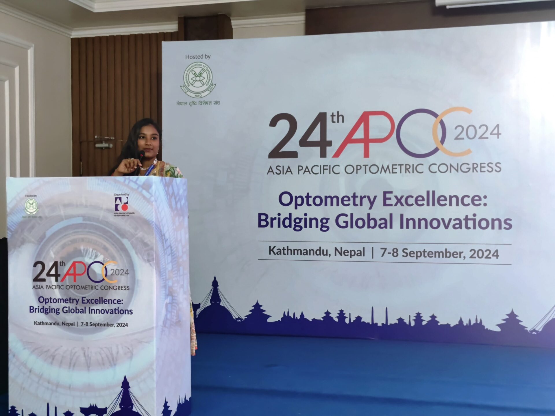 Delivering oral presentation on an International stage – Asia Pacific Optometric Congress, Nepal 2024.(2)